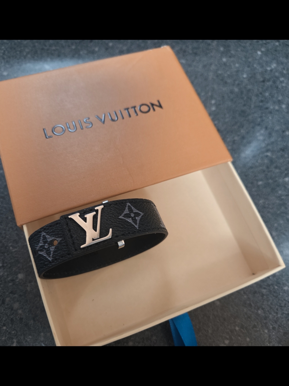 Louis Vuitton Black Monogram LV Slim Bracelet